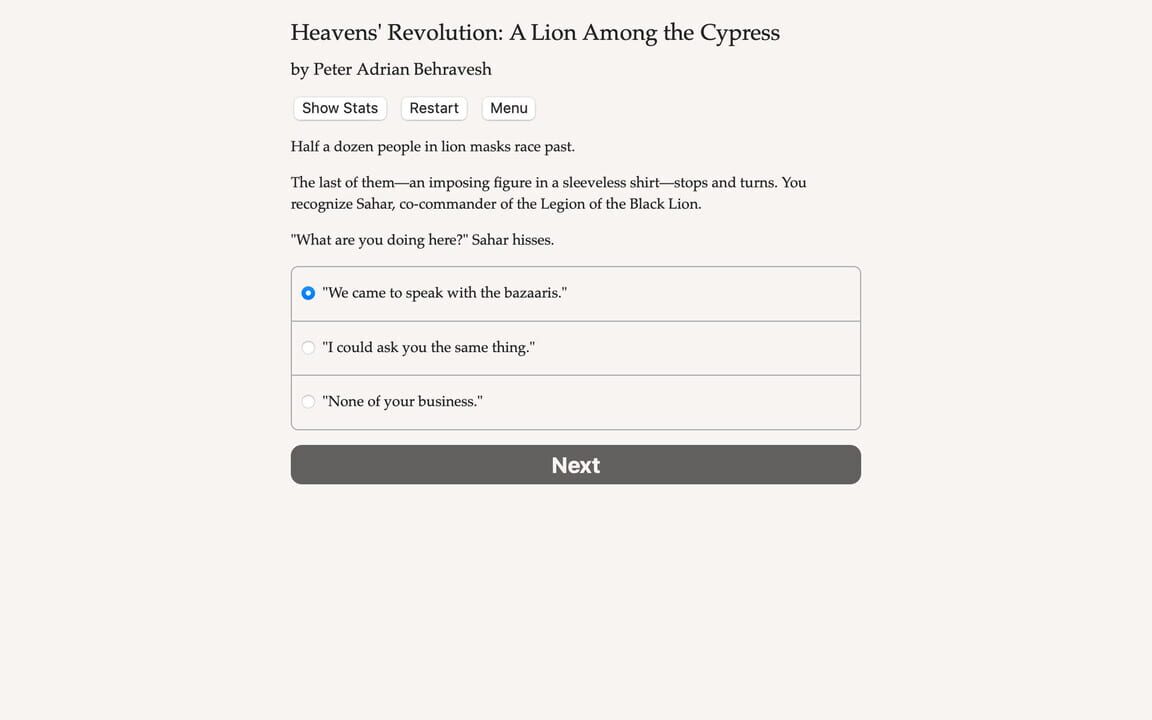Heavens’ Revolution: A Lion Among the Cypress