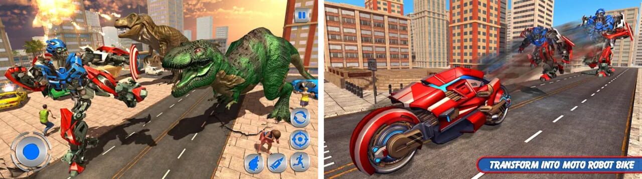 Captain of America Moto Robot Transform Dino Wars