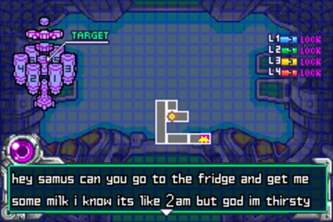 Samus Goes to the Fridge to Get a Glass of Milk