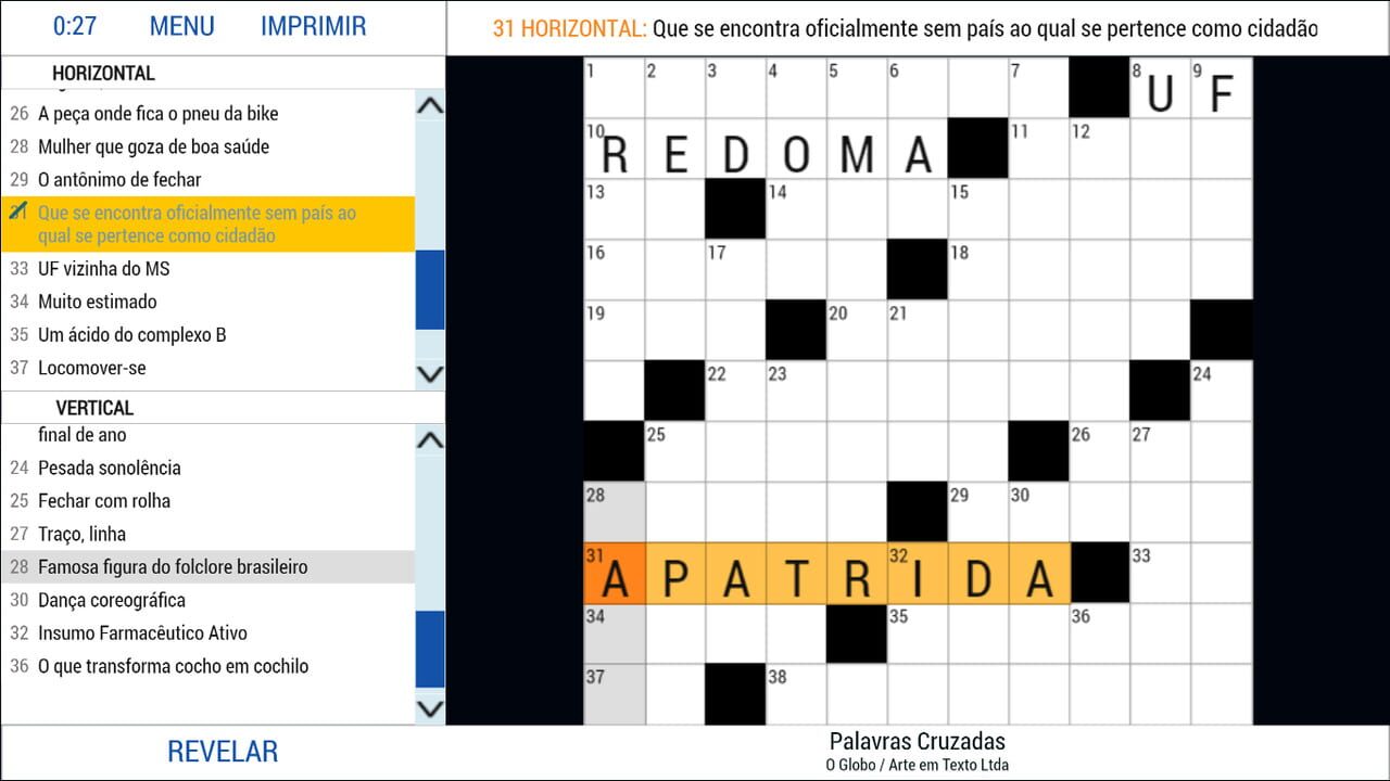 Palavras Cruzadas: O Globo