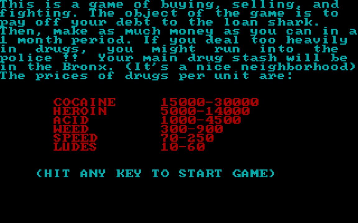 Drug Wars: A Game Based on the New York Drug Market