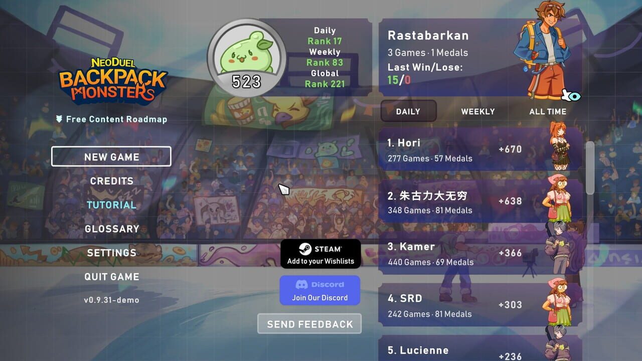 NeoDuel: Backpack Monsters