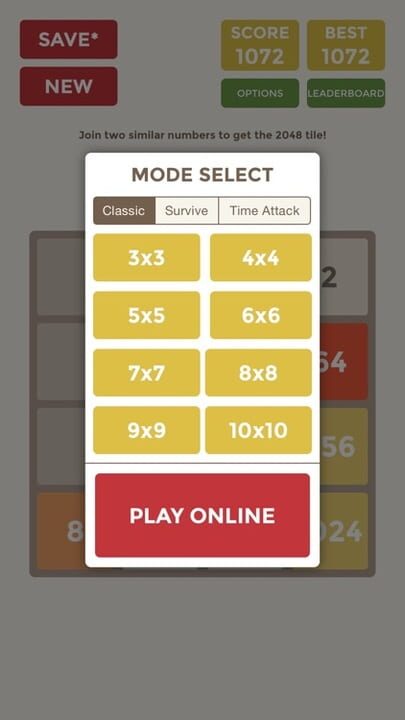 2048 3×3 4×4 5×5 6×6 7×7 8×8 9×9 10×10