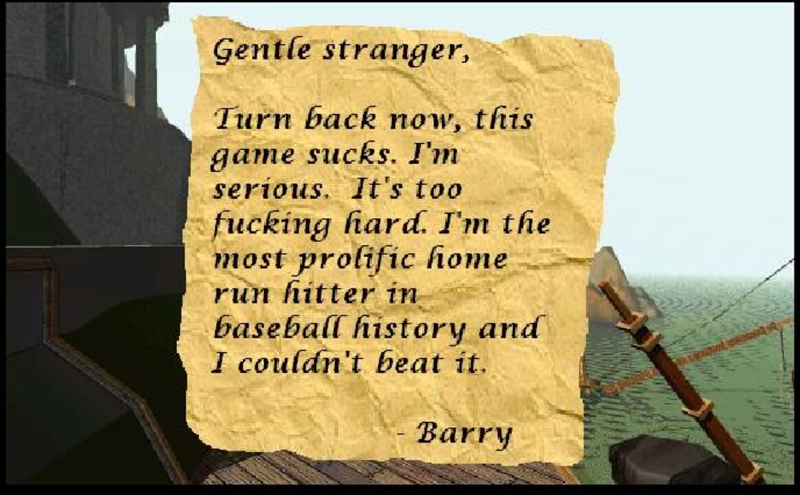 Barry Bonds enter the world of Myst