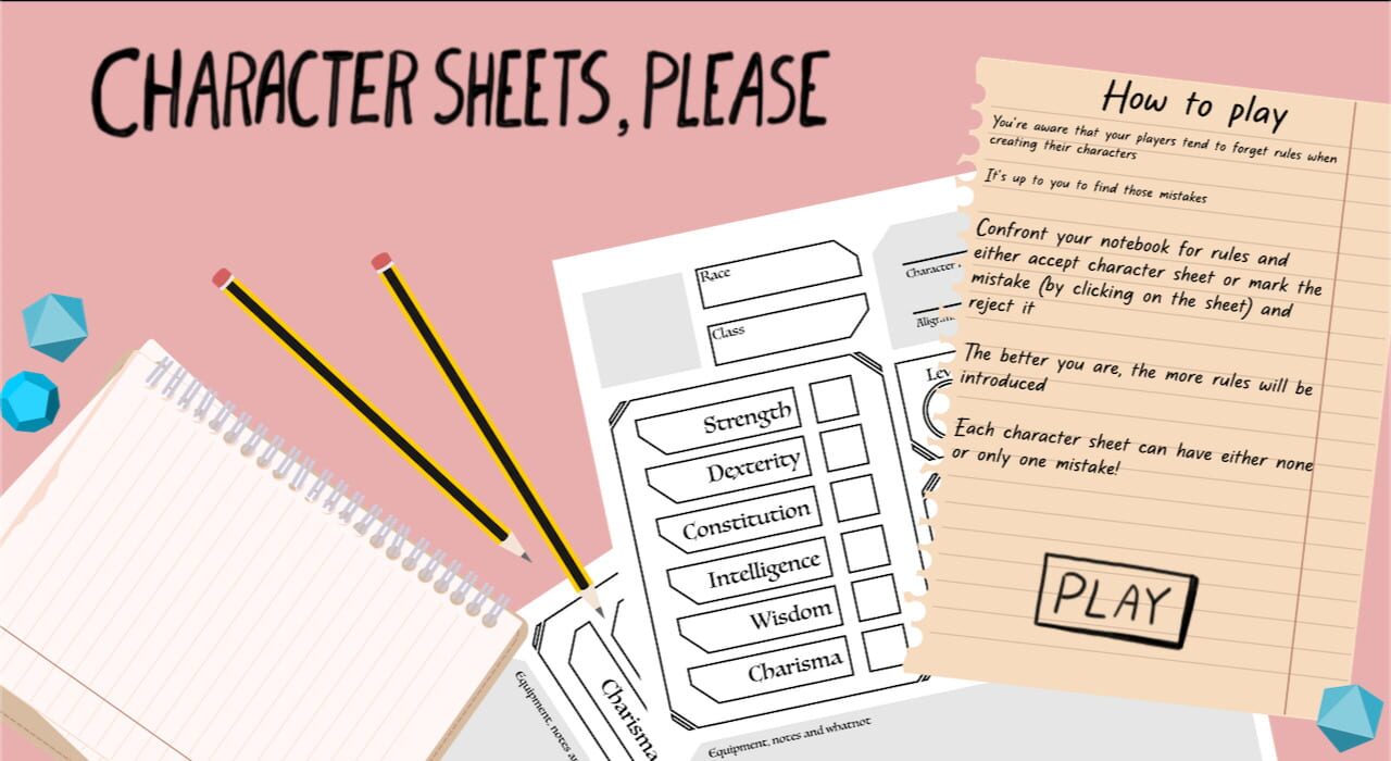 Character Sheets, Please