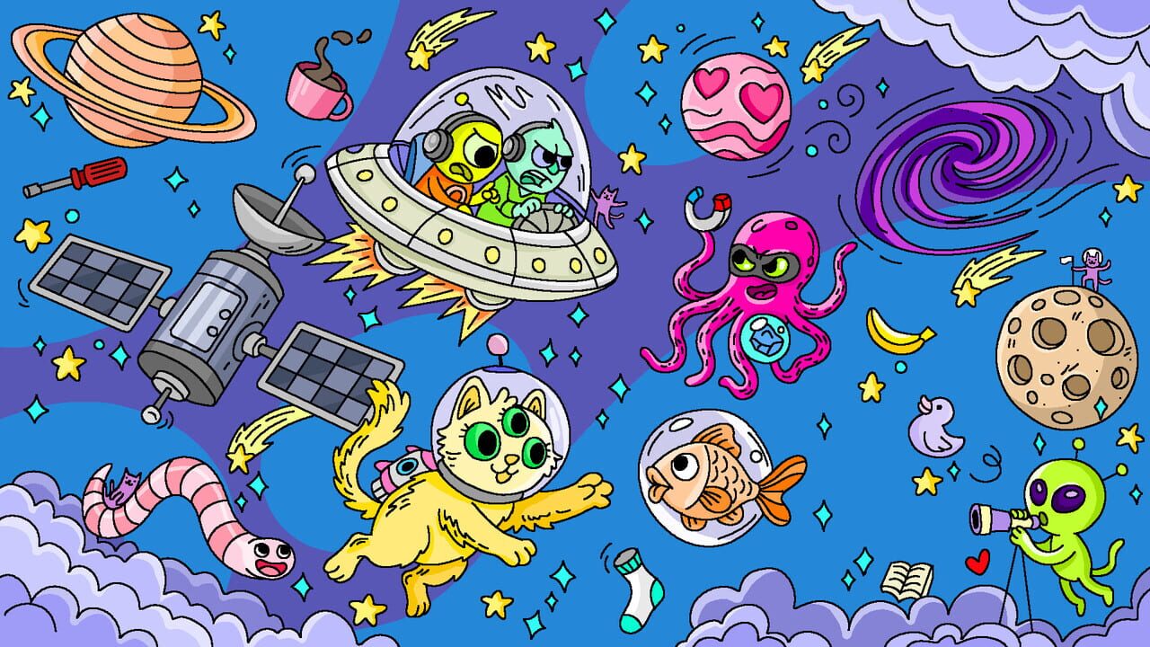 100 Cats Lost in Space Find & Color