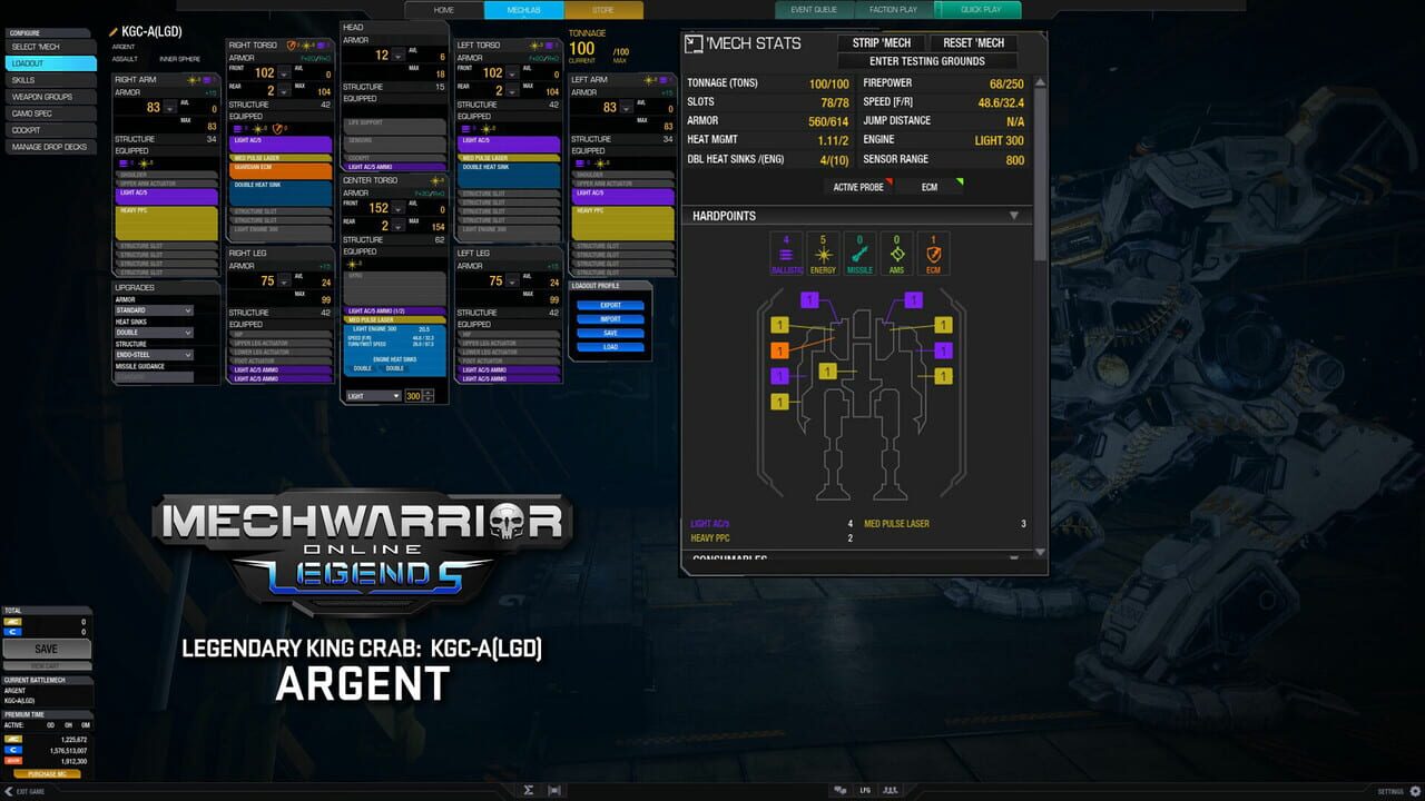 MechWarrior Online: Argent Legendary Mech Pack