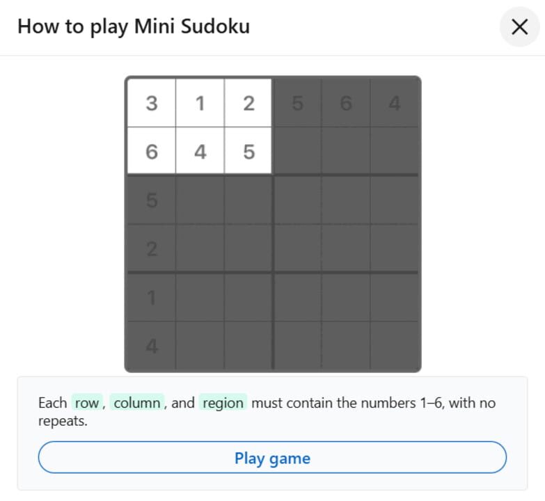 Mini Sudoku