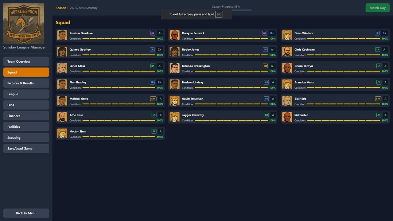 Sunday League Manager: Horse & Spoon