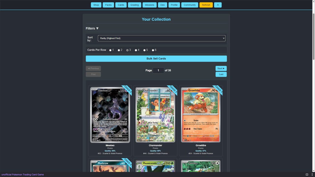 Unofficial Pokemon Trading Card Game