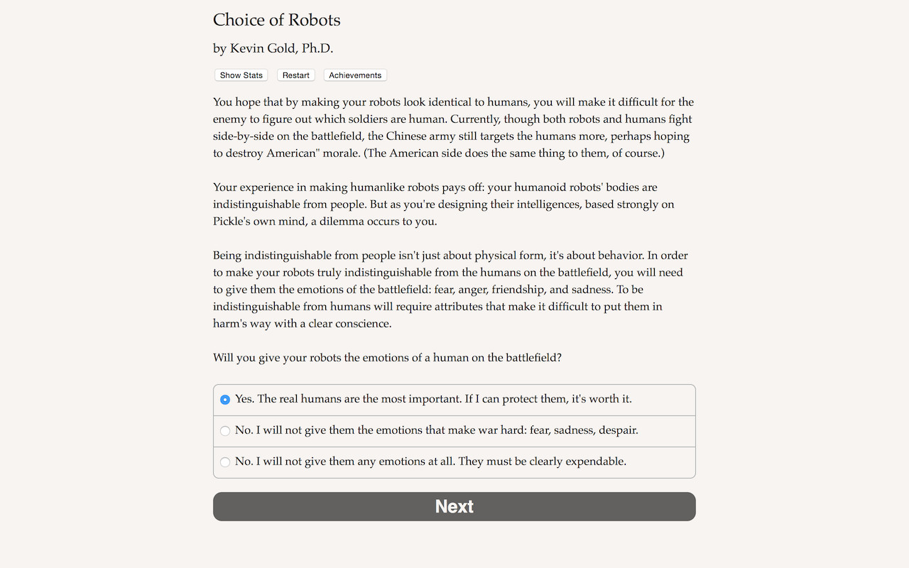 Choice of Robots
