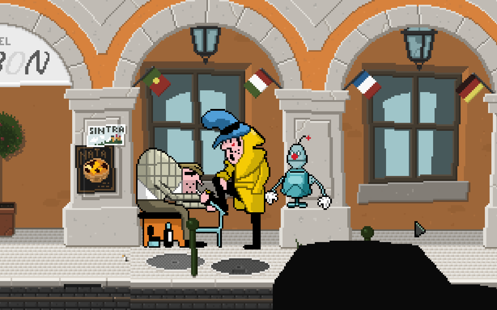 Detective Case and Clown Bot in: Murder in the Hotel Lisbon