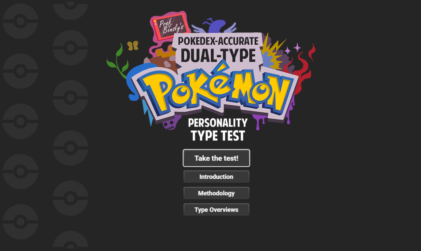 Pokedex-Accurate Dual-Type Pokemon Personality Test