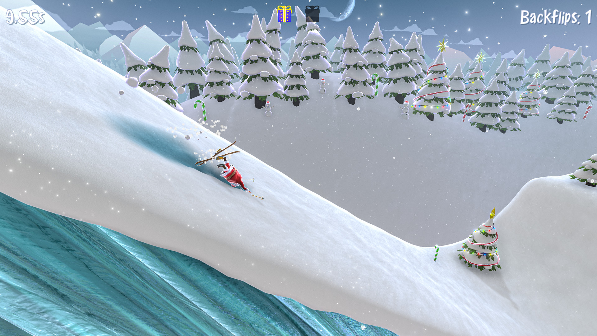 Santa’s Slippery Slope Ski Stunts