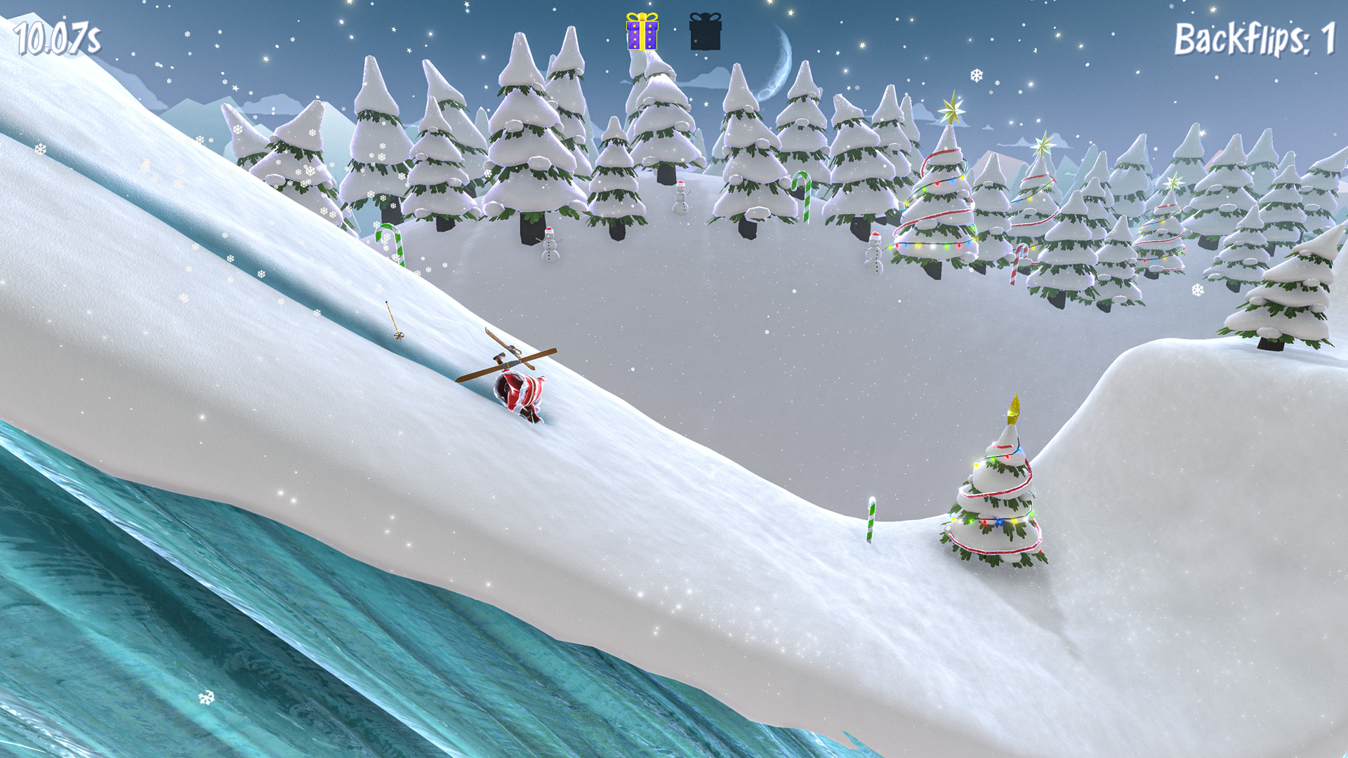Santa’s Slippery Slope Ski Stunts