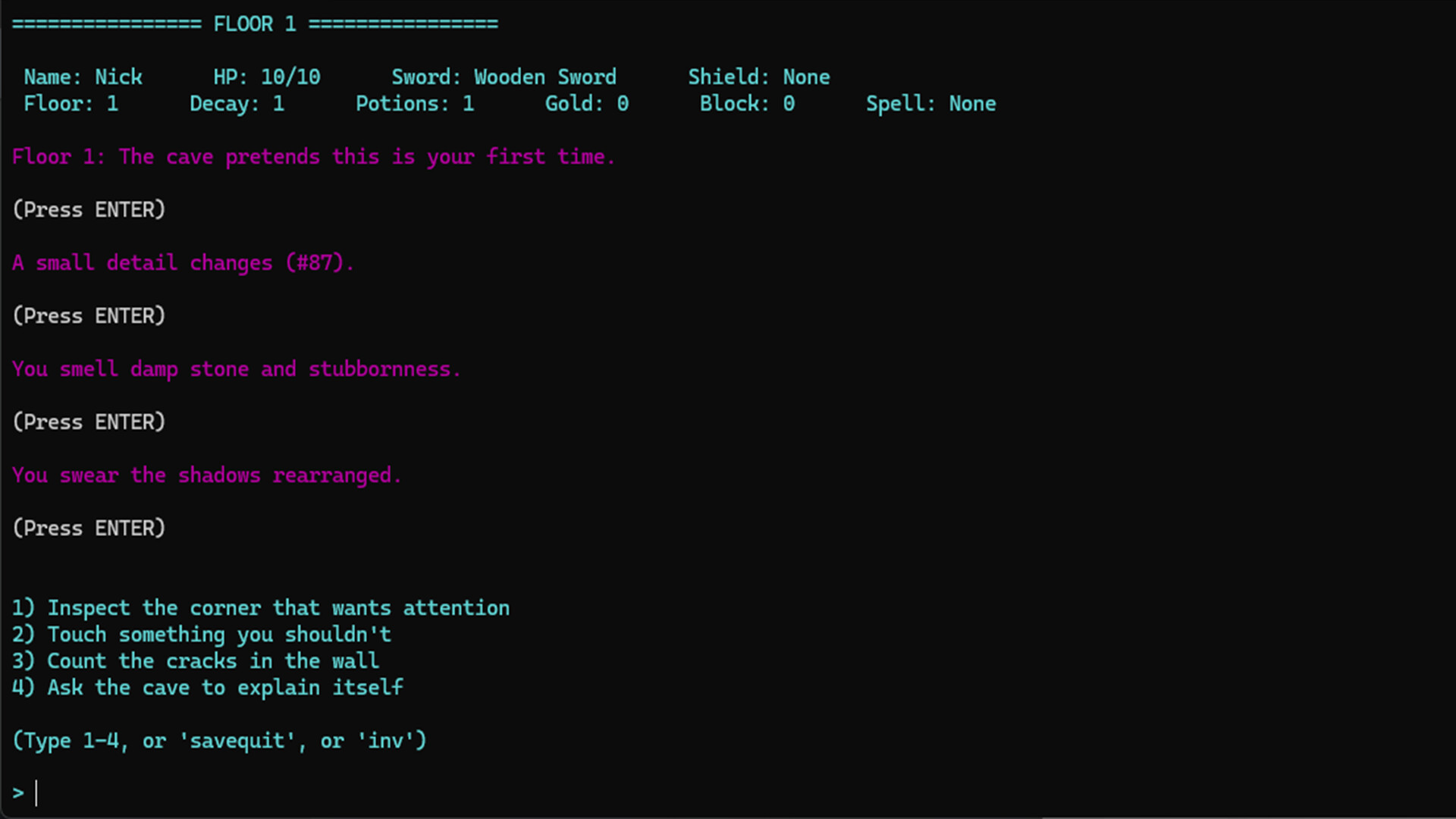 Nick’s Text Adventure