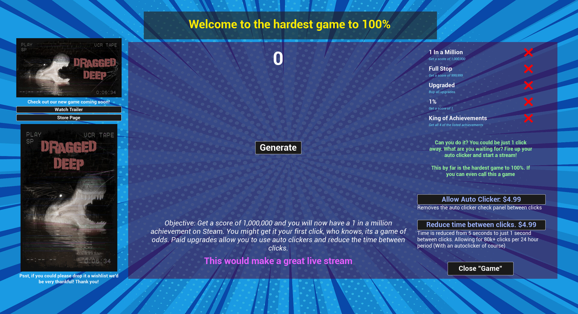 1 in a Million: A Game of Odds – Auto Clicker