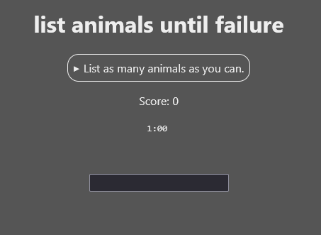 List Animals Until Failure