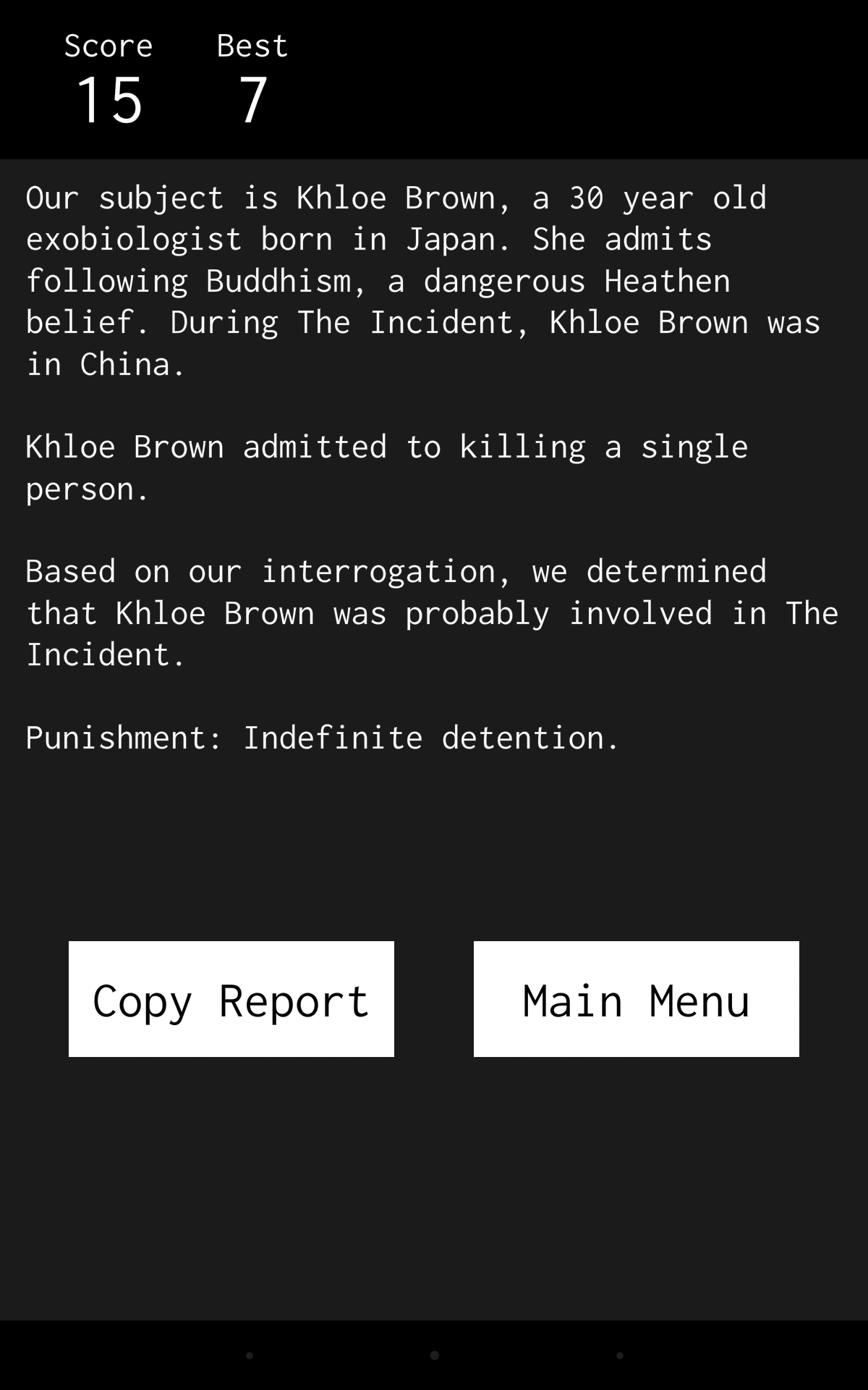 Indefinite: Interrogation Game