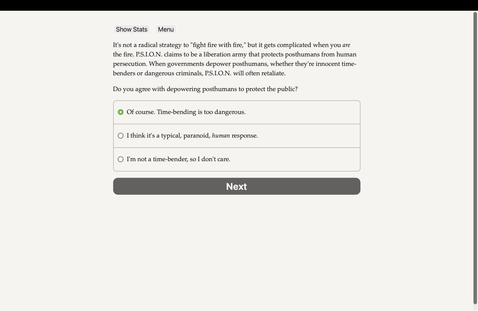 Posthuman: Guardians vs Psion