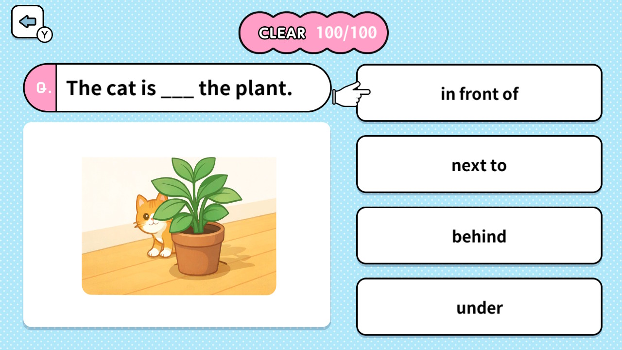 Learn with Illustrations! English Prepositions 4-Choice Quiz