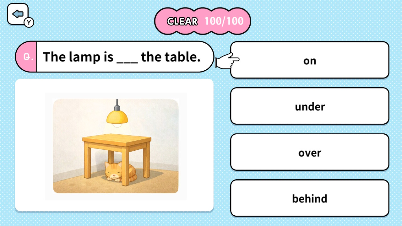 Learn with Illustrations! English Prepositions 4-Choice Quiz