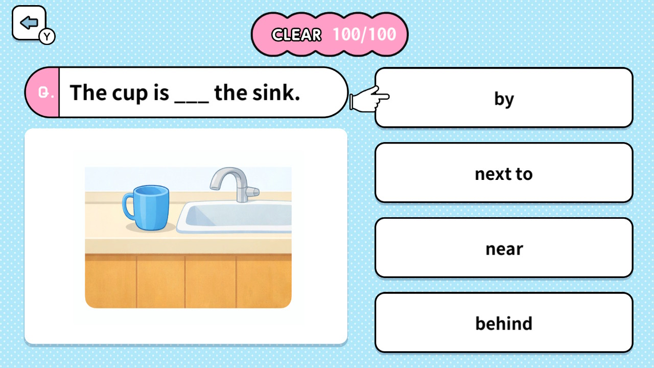 Learn with Illustrations! English Prepositions 4-Choice Quiz