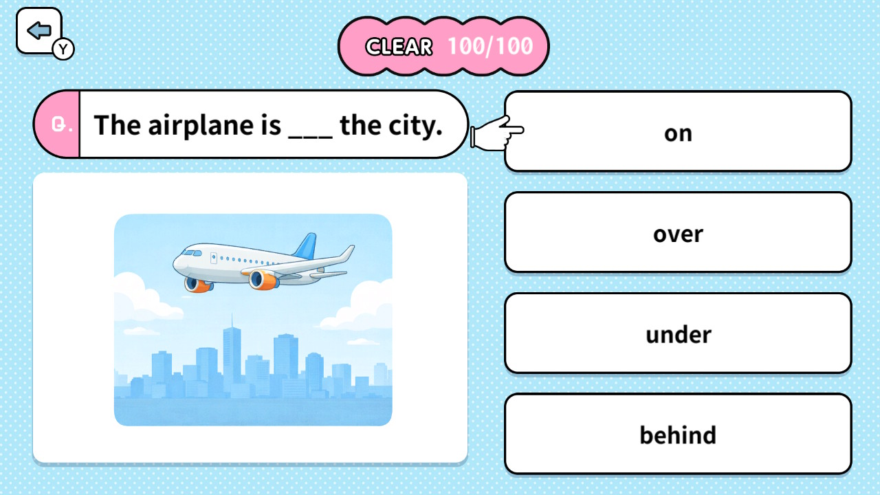 Learn with Illustrations! English Prepositions 4-Choice Quiz