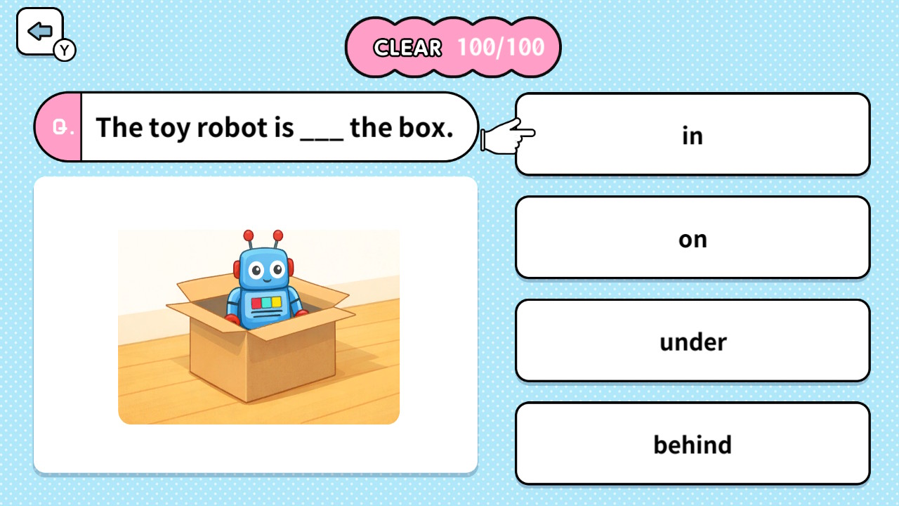 Learn with Illustrations! English Prepositions 4-Choice Quiz