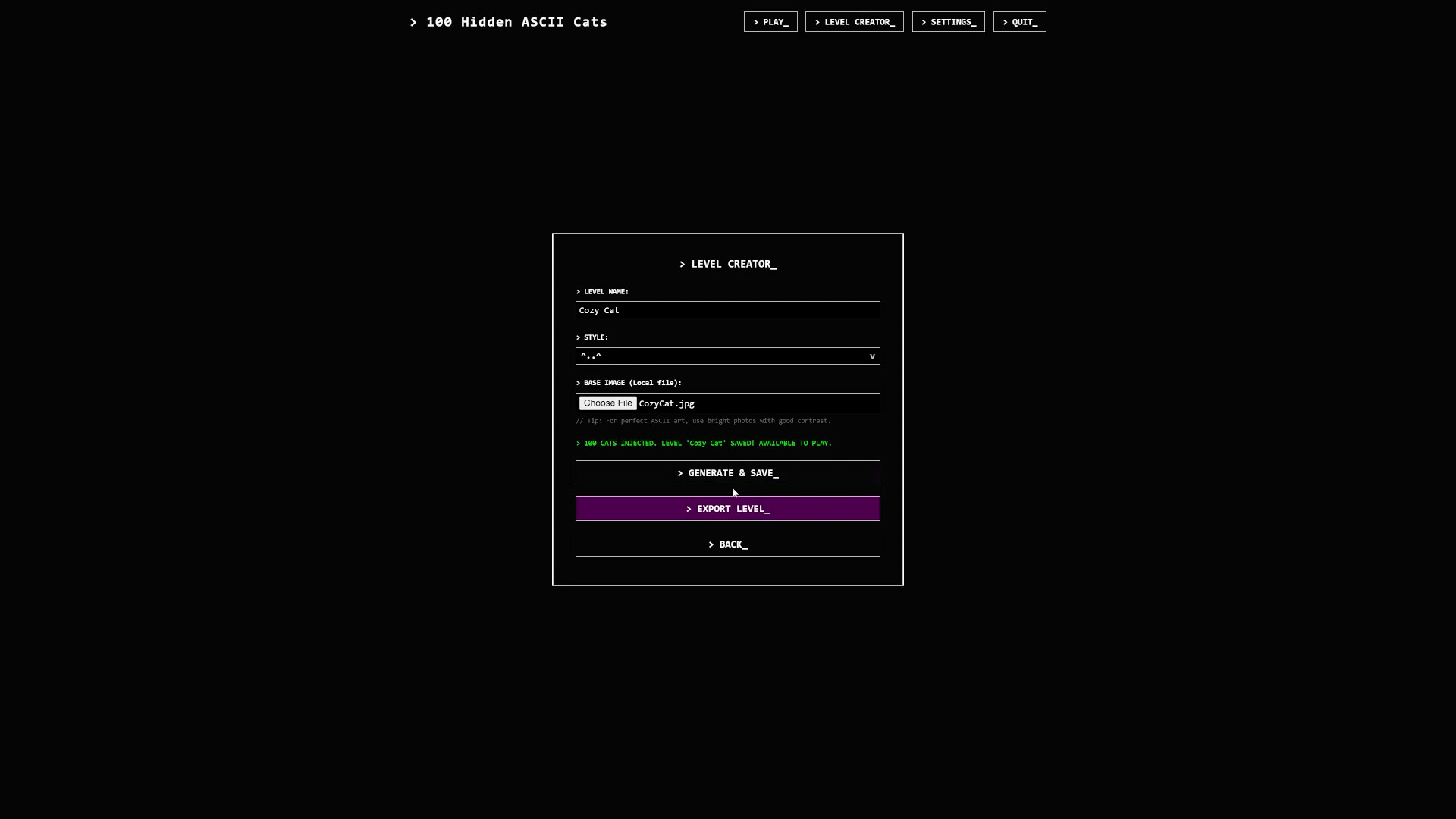 100 Hidden ASCII Cats