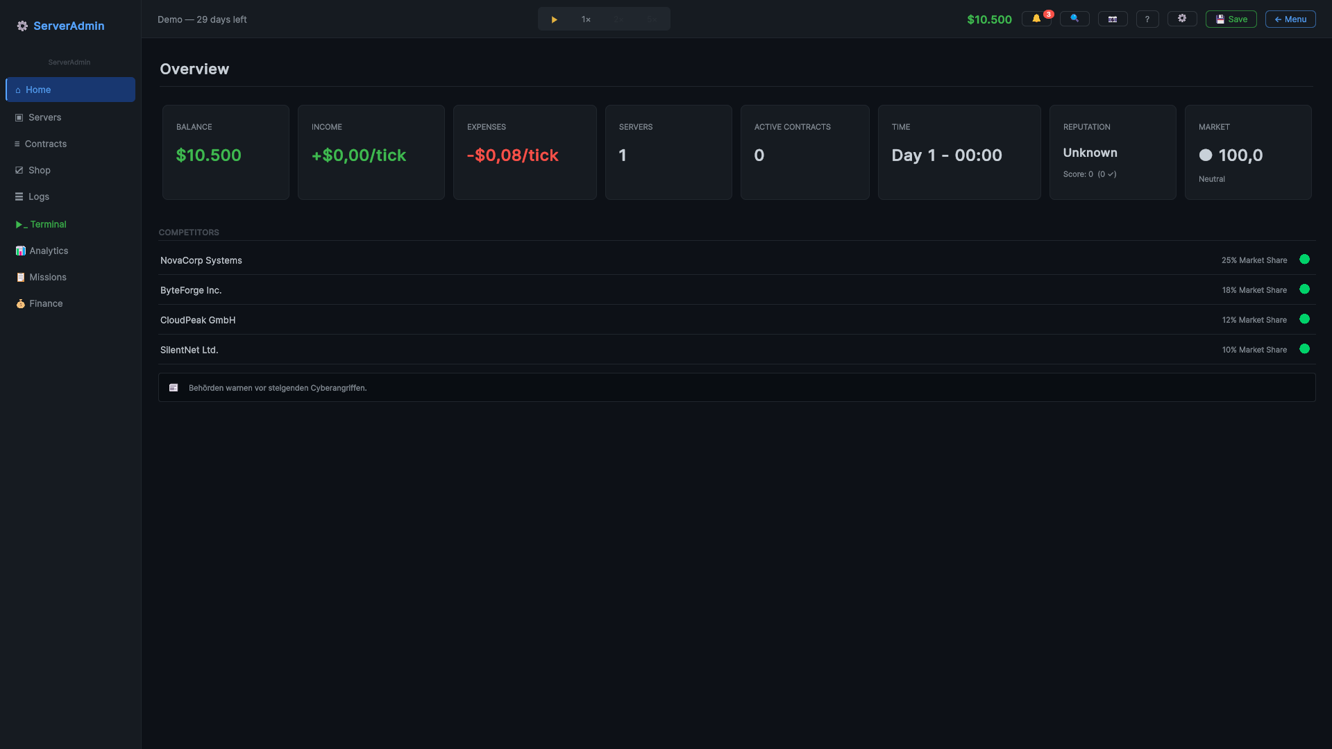 Server-Admin Simulation