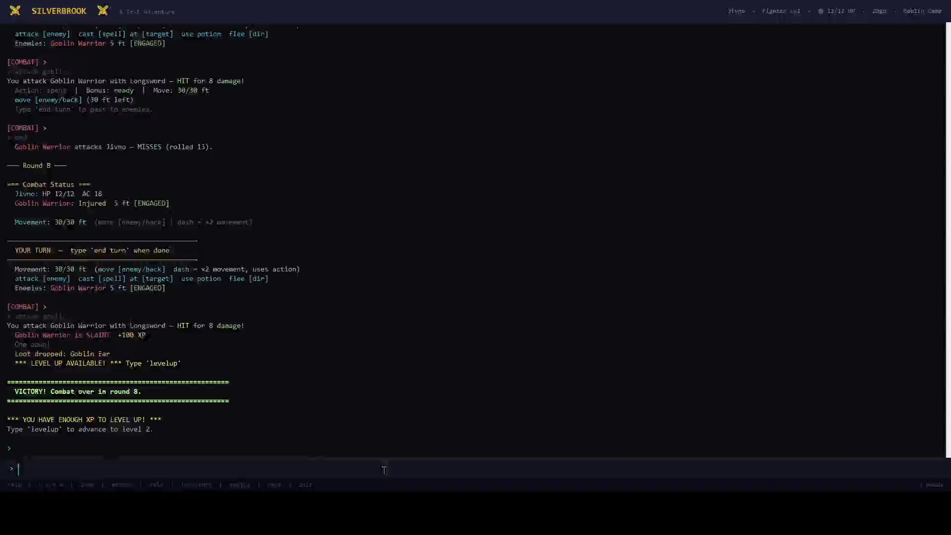 Silverbrook: a Text-Based RPG
