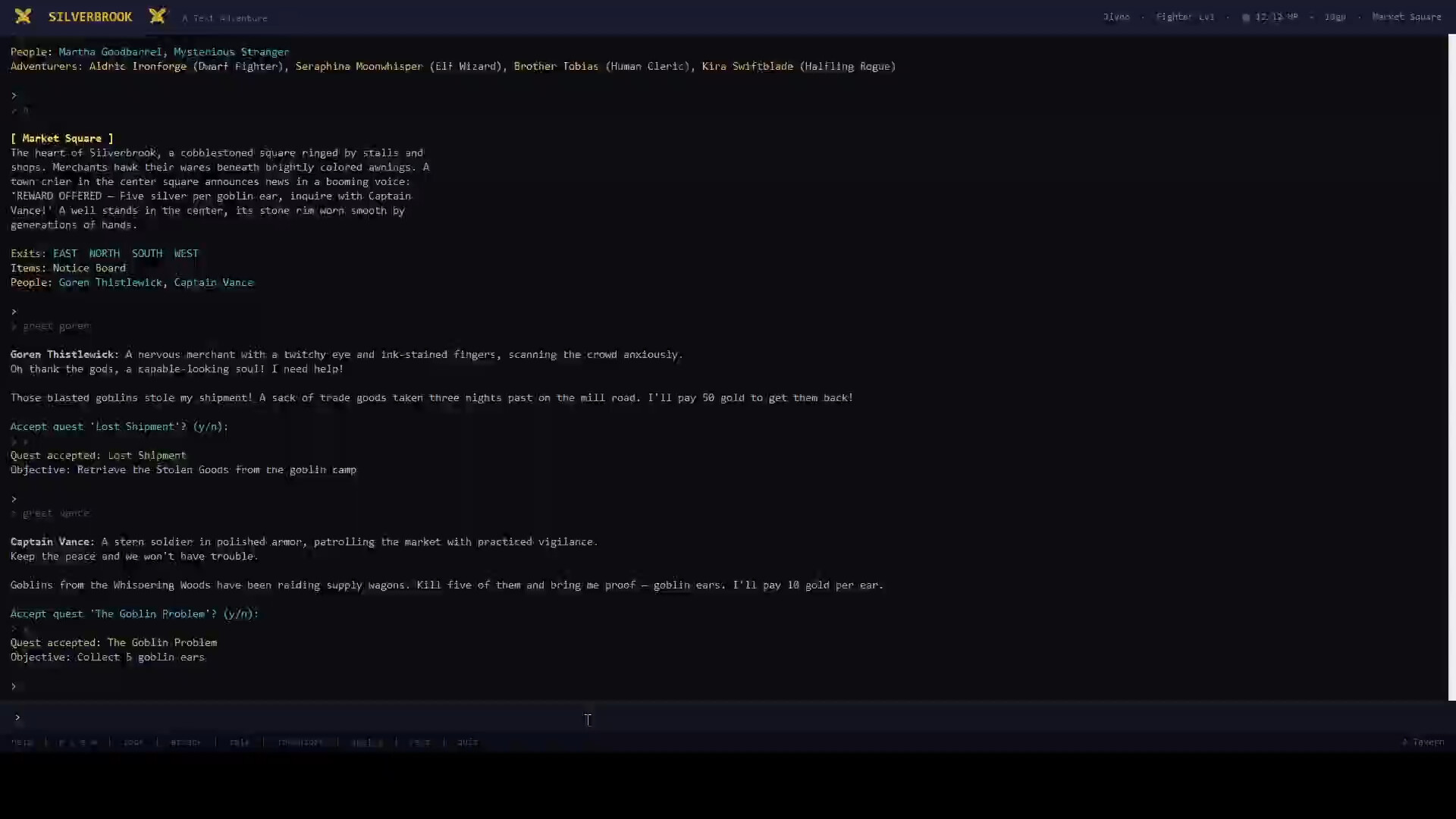 Silverbrook: a Text-Based RPG