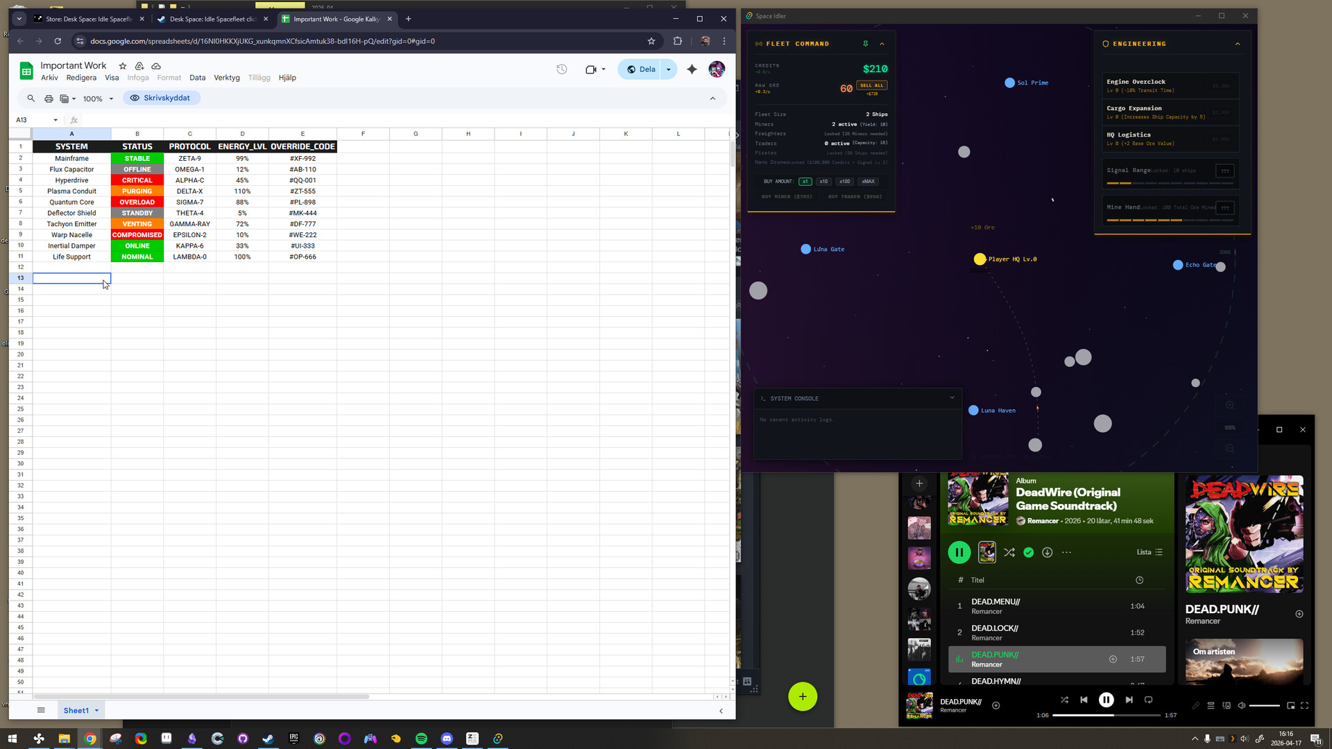 Desk Space: Idle Spacefleet clicker