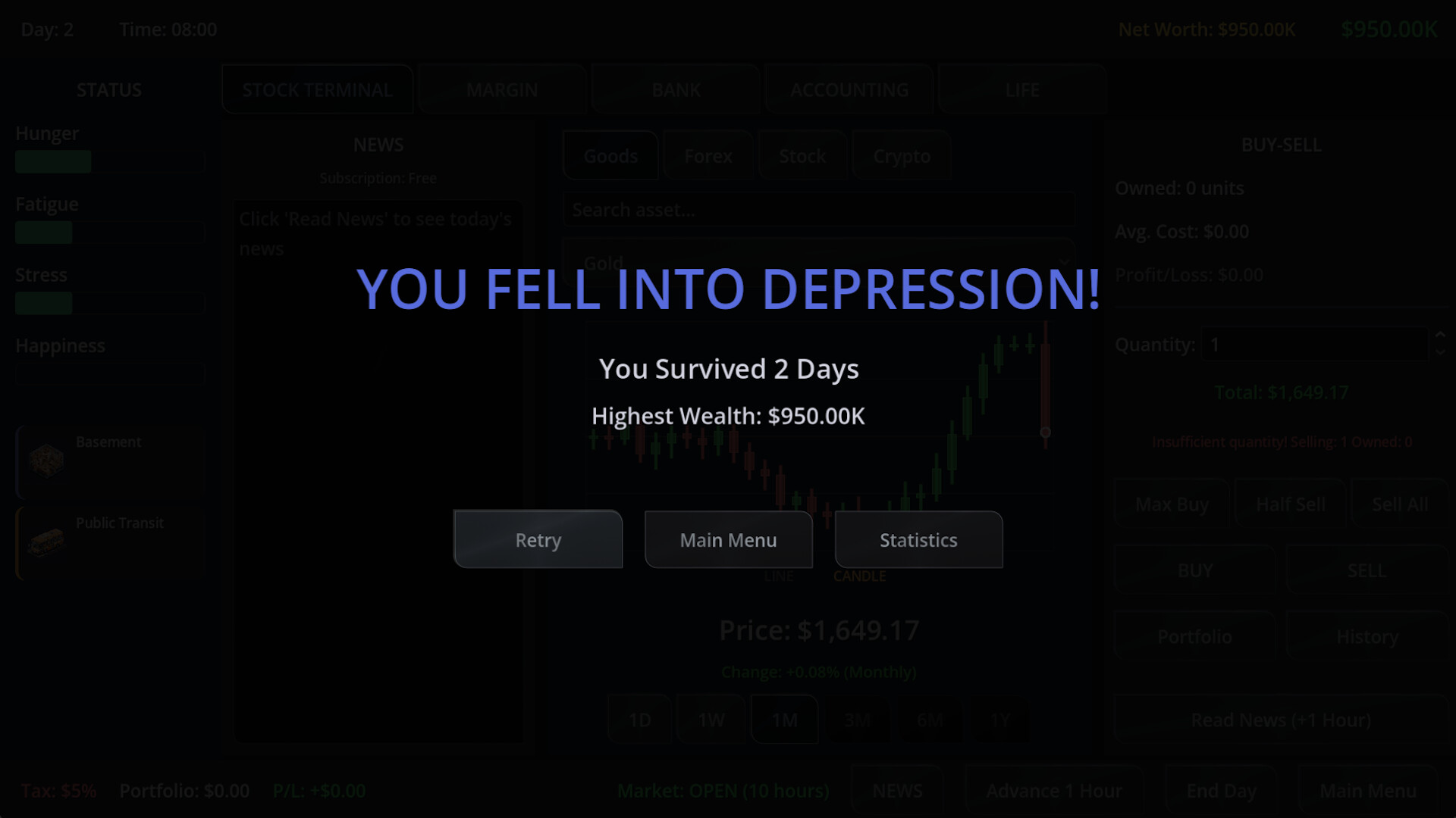 Neo Capitalist: Stock Market Survival Simulator