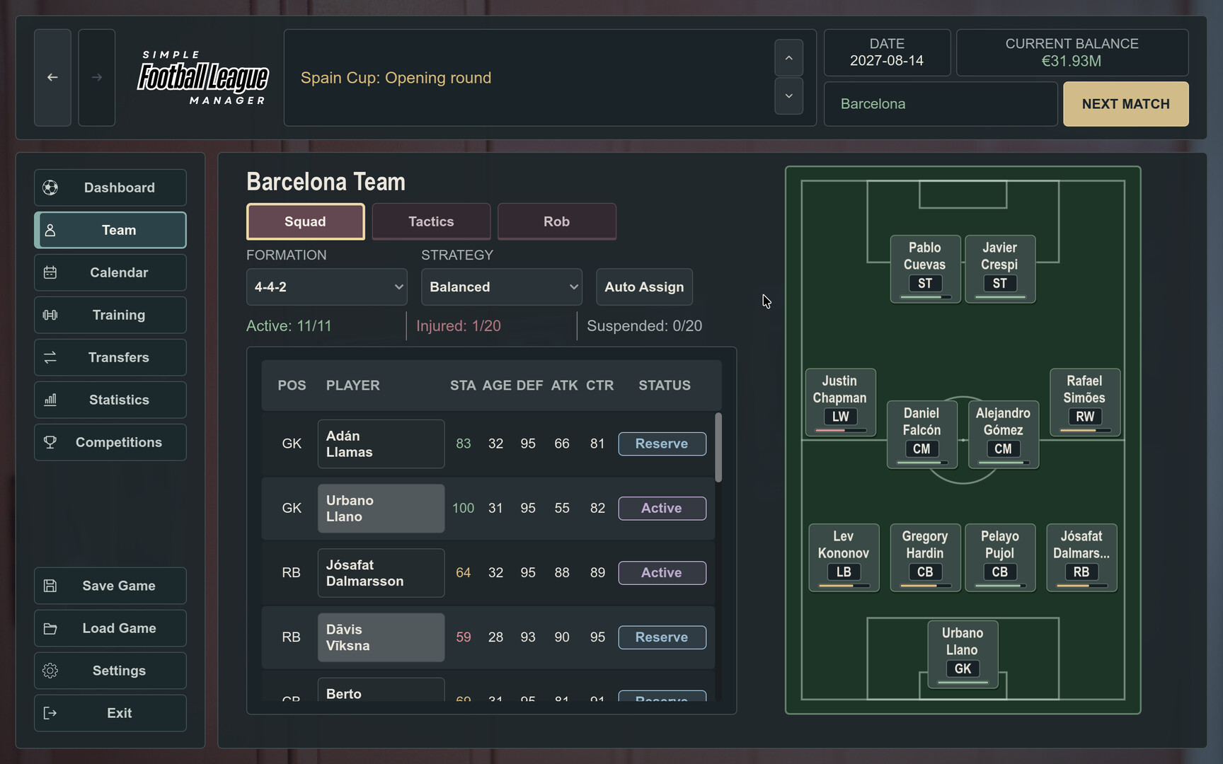 Simple Football League Manager