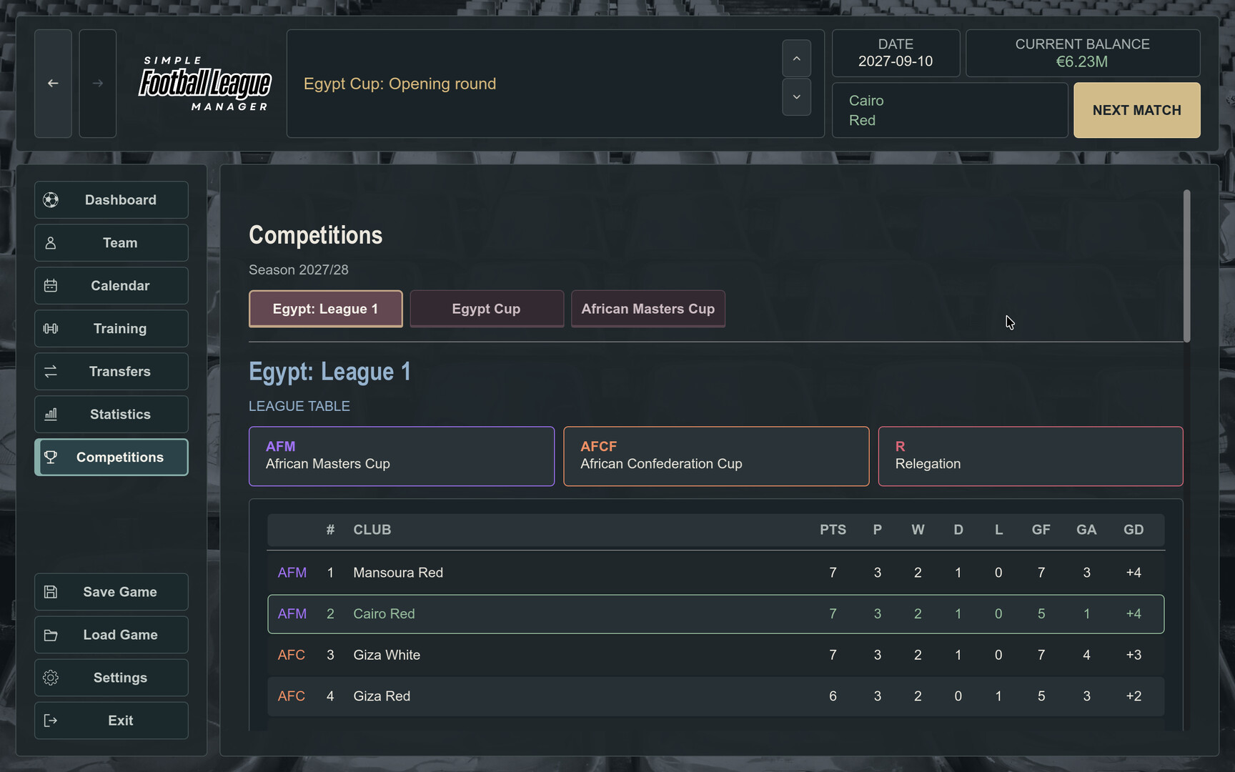 Simple Football League Manager