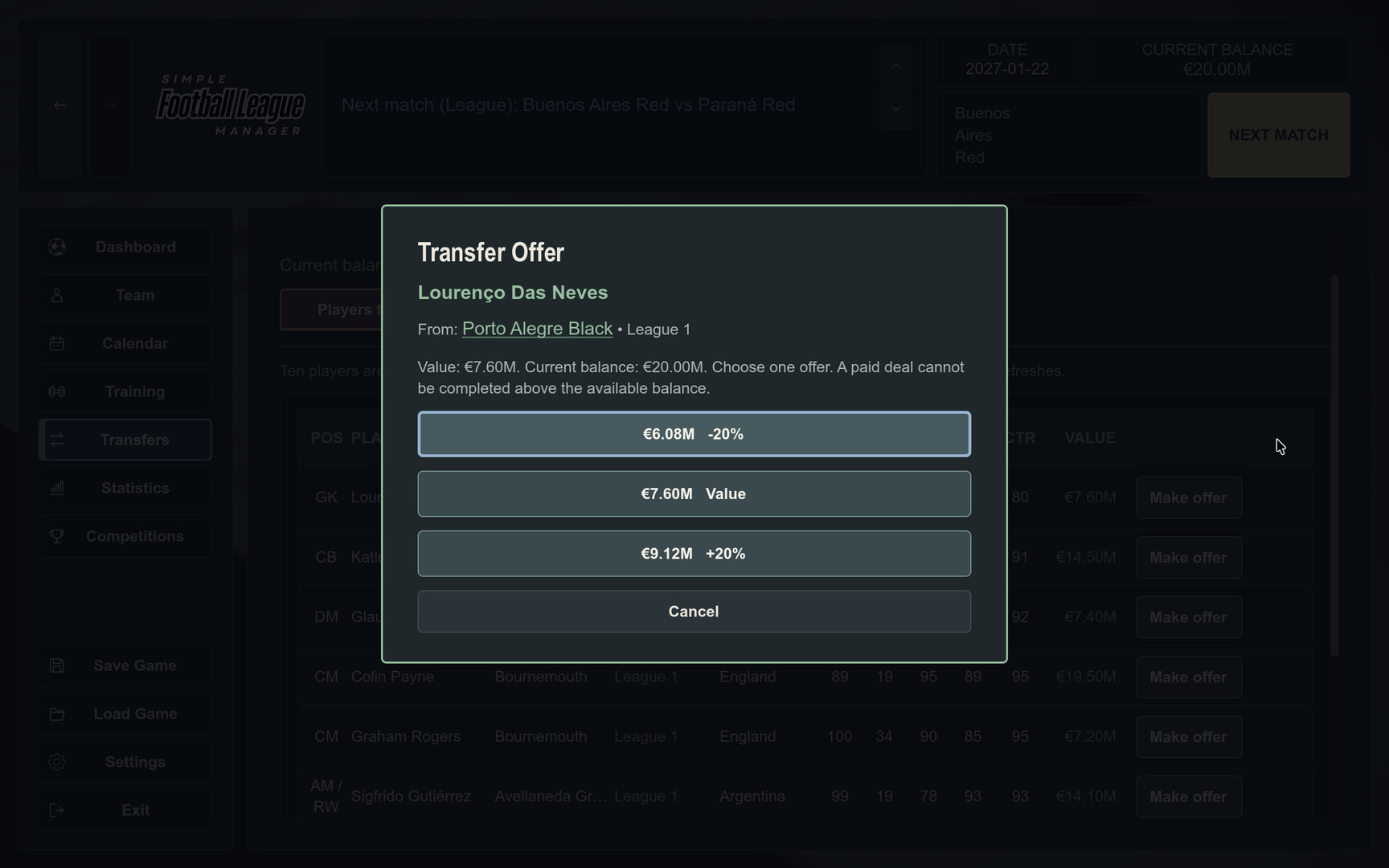 Simple Football League Manager