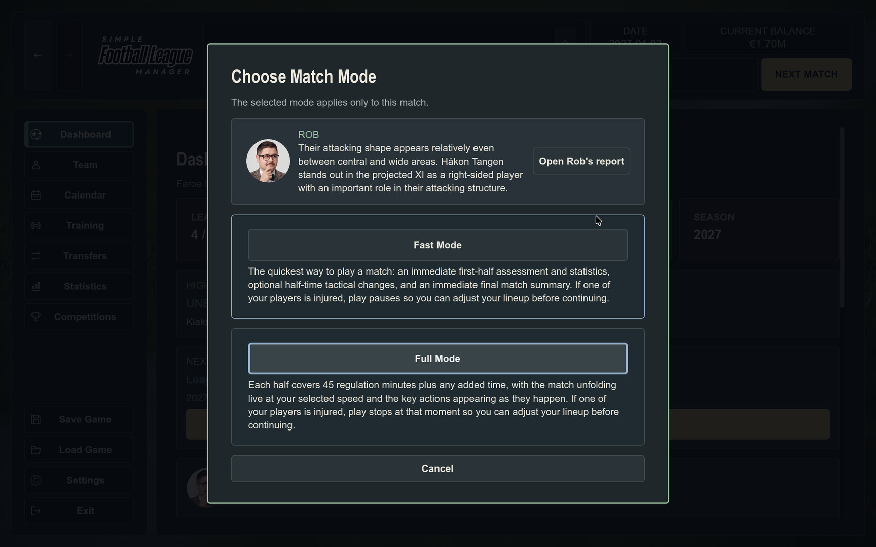 Simple Football League Manager