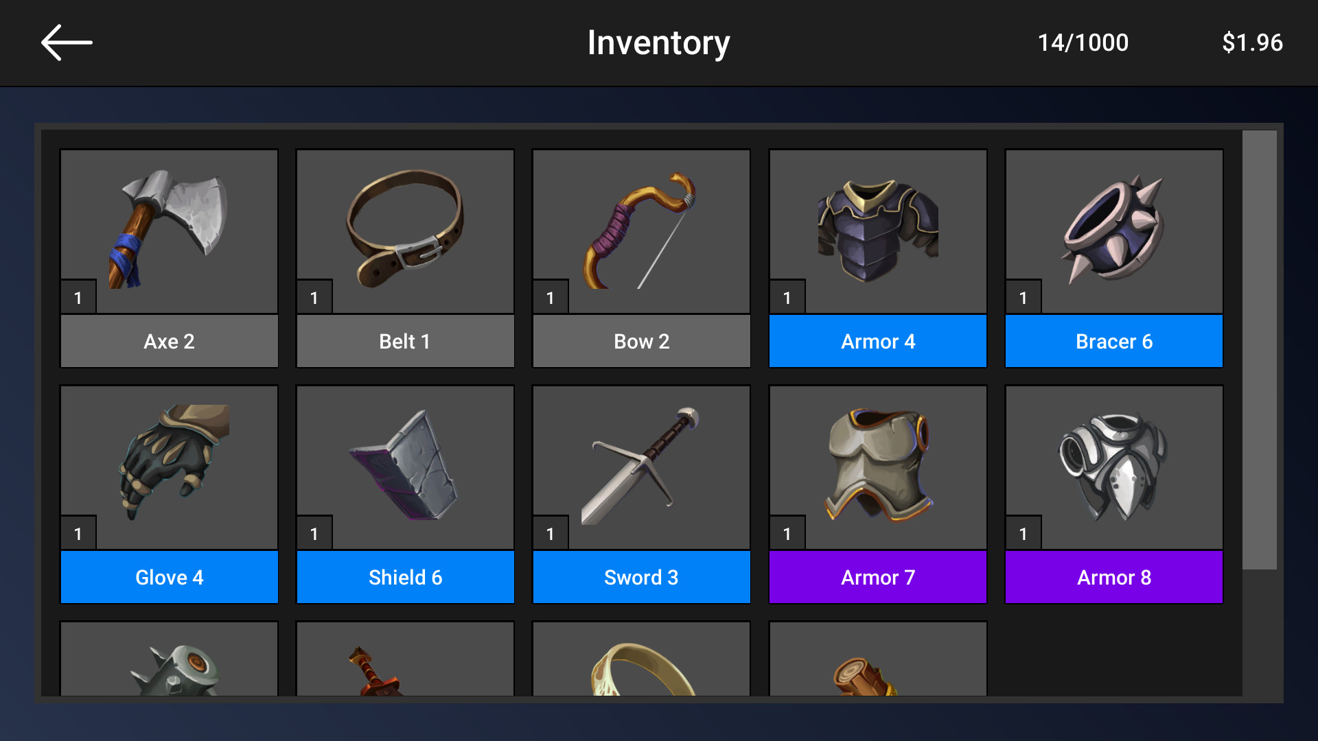Case Simulator Weapons and Armors