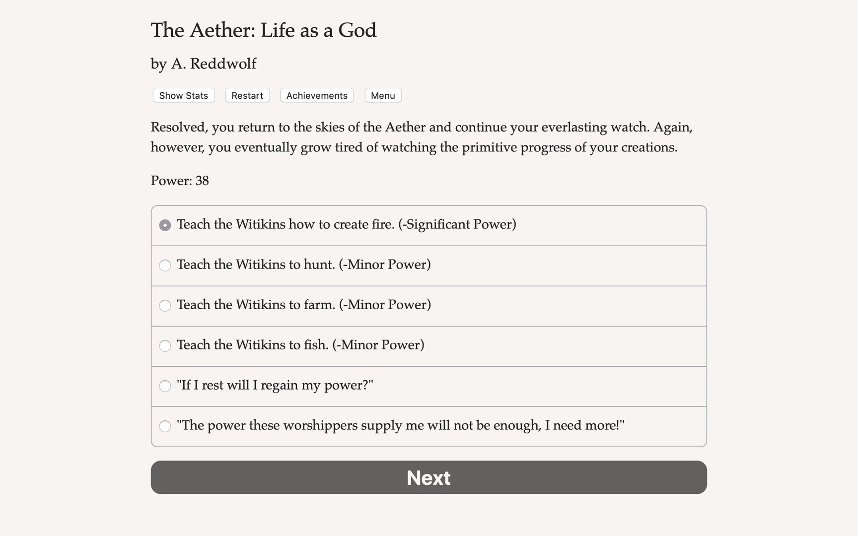 The Aether: Life as a God