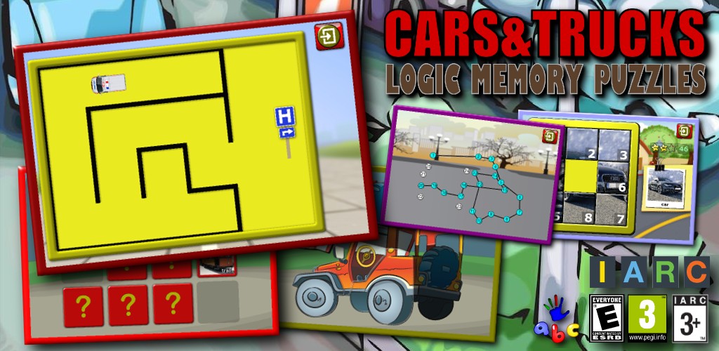 Kids Cars and Trucks Logic Memory Puzzles
