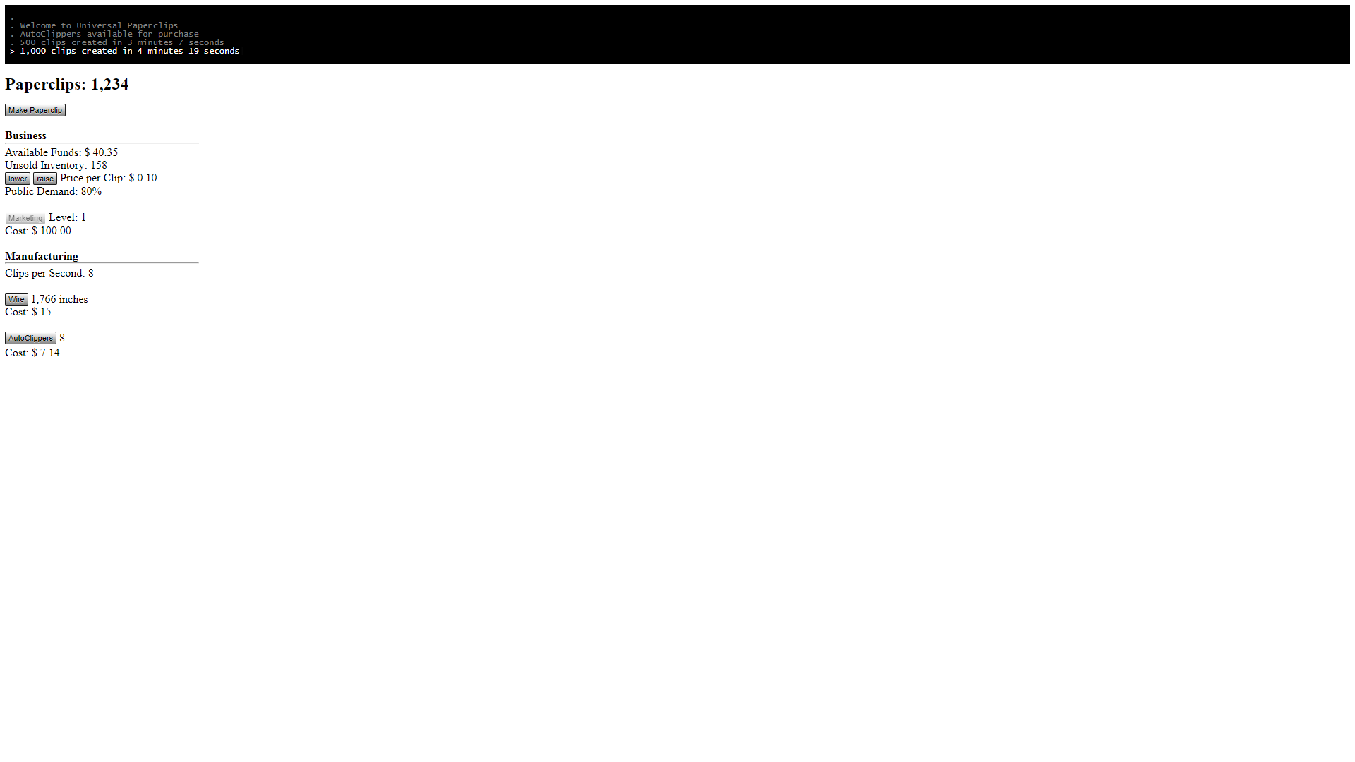 Universal Paperclips