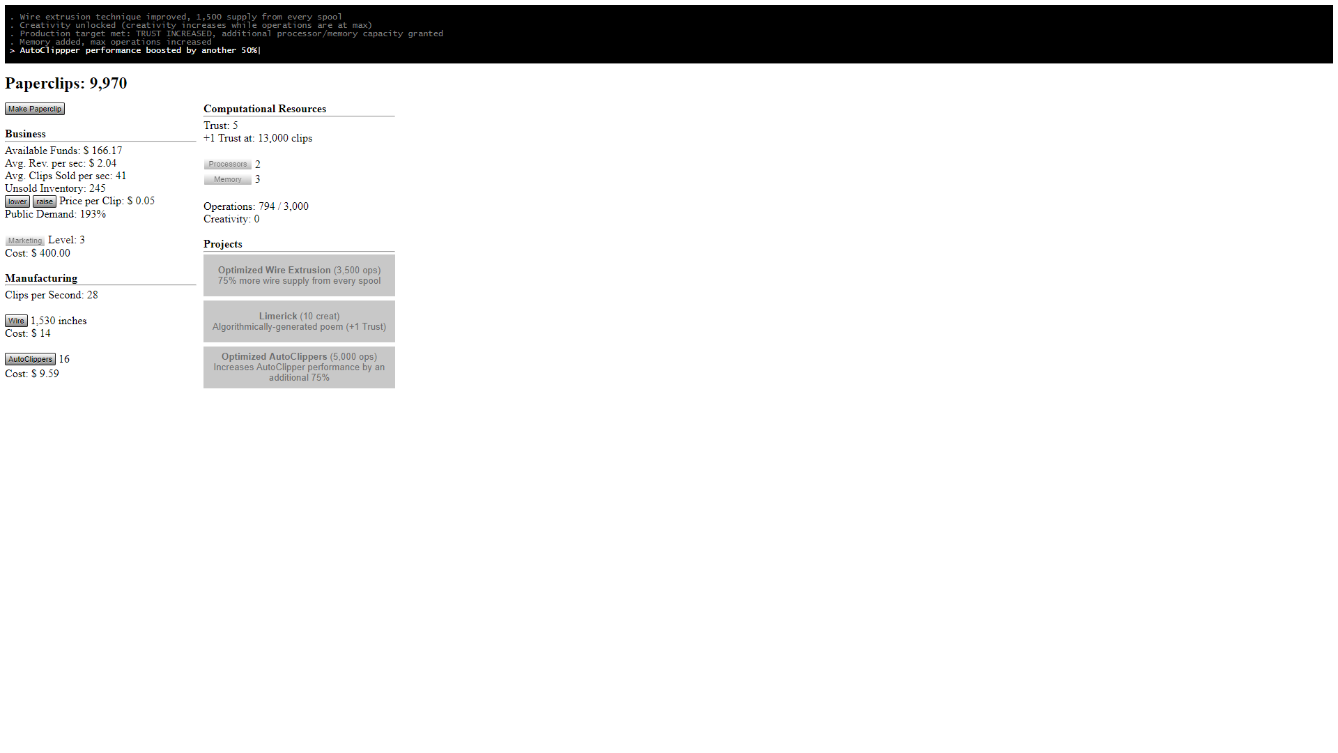 Universal Paperclips