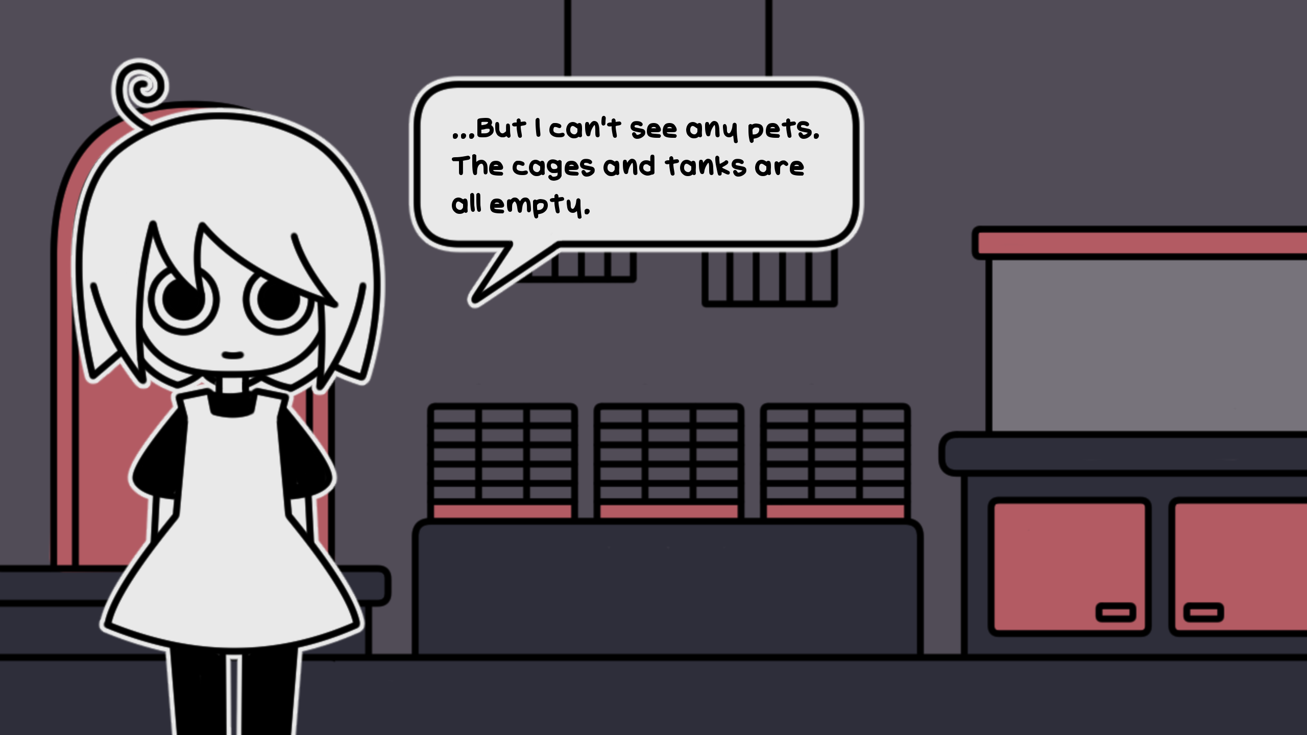 A pet shop after dark