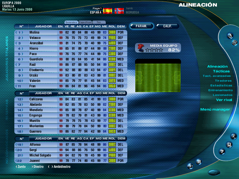 PC Fútbol Selección Española Europa 2000