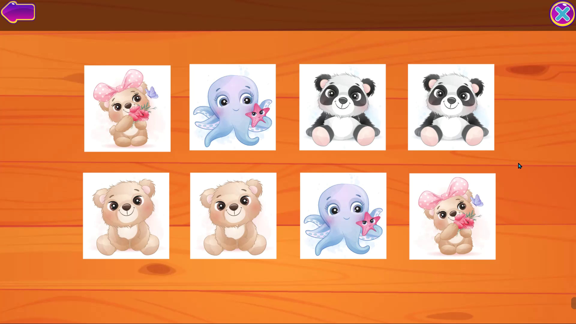 Cute Animals Memory Card Game