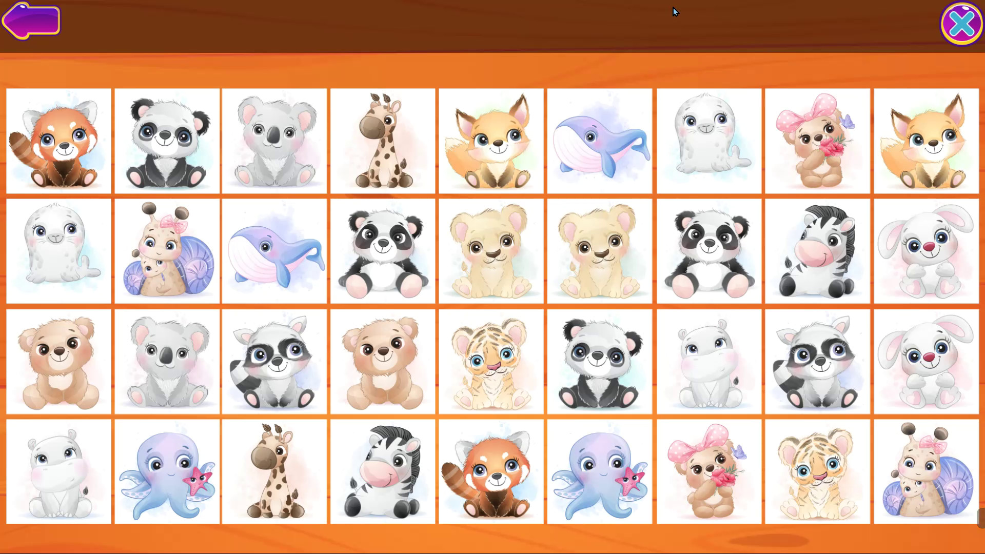 Cute Animals Memory Card Game