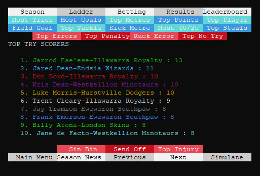 Syde Rugby League Simulator