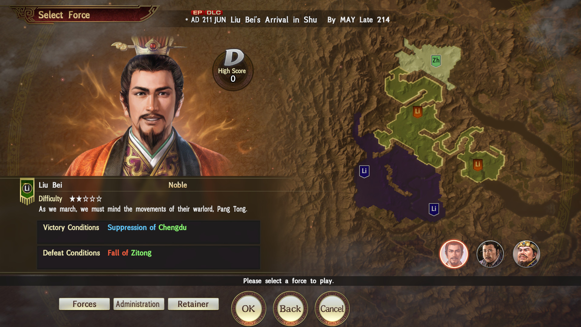 Romance of the Three Kingdoms XIII EP: Scenario for War Chronicles Mode – 1st Wave: Liu Bei Enters Shu